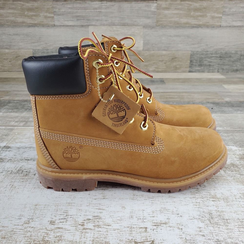 Timberland Premium 6" Womens Ankle Boots Sz 8 M Brown Leather Lace-Up Waterproof